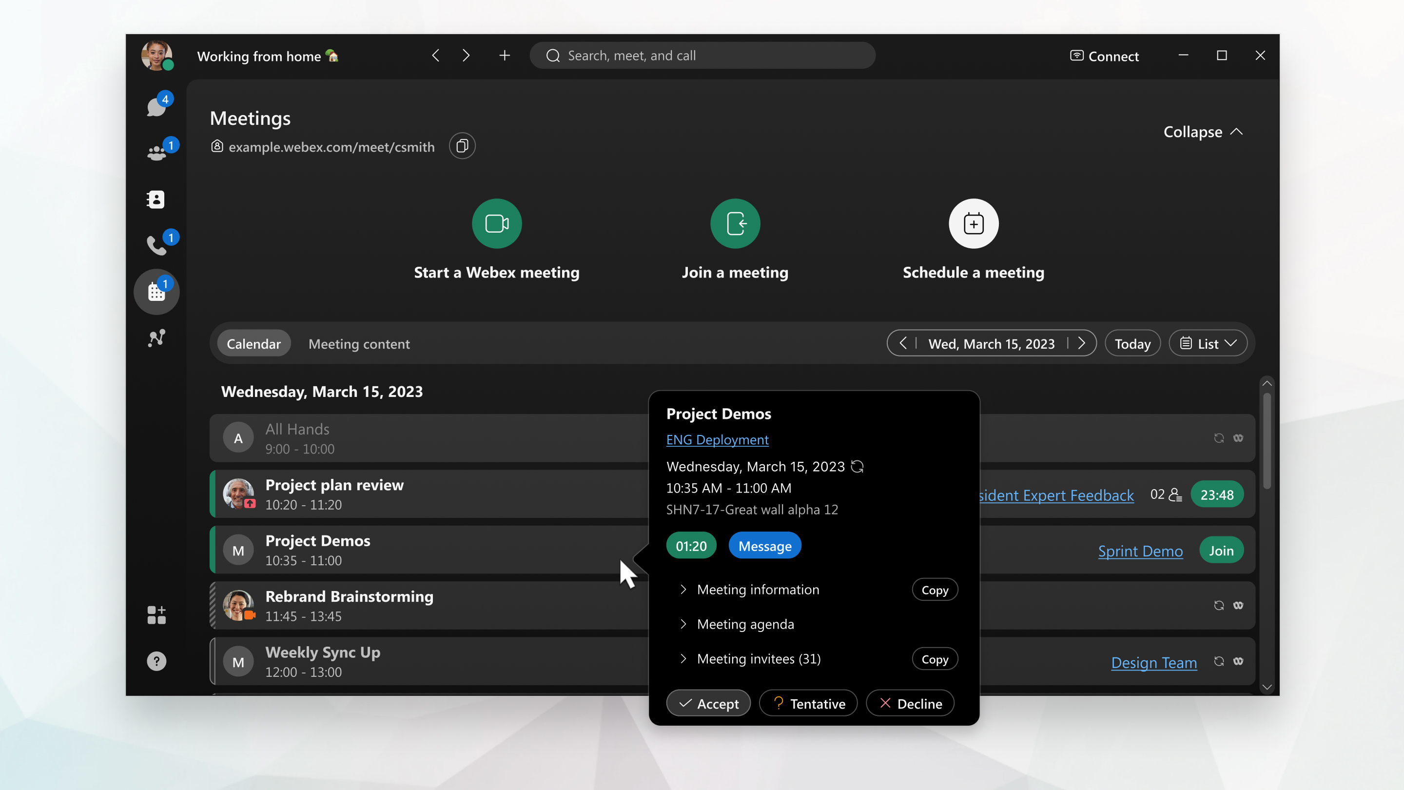 Webex Desktop Interface